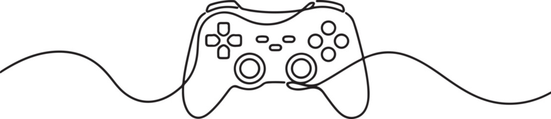 Continuous One-Line Drawing of a Gaming Controller - Minimalist Tech Art.one line vector illustration with white background © MstMoushumi
