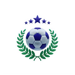 Obraz premium A soccer ball surrounded by a laurel wreath with stars isolated on transparent background
