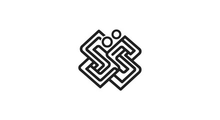 Minimalist black logo design with interconnected lines forming a geometric shape.
