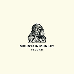Mountain monkey logo design template vector illustration