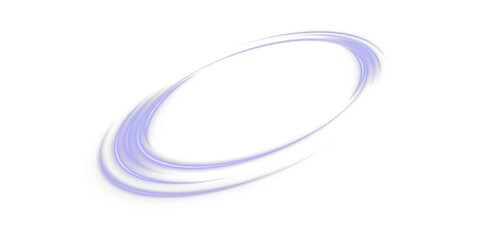 Glowing blue elliptical ring of light with motion blur effect and overlaid light trails, abstract...