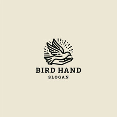 Bird hand logo design template vector illustration