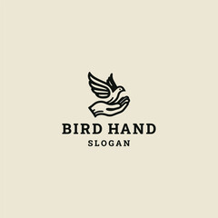 Bird hand logo design template vector illustration