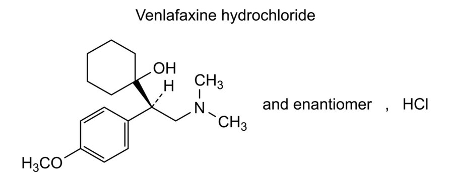 Venlafaxine hydrochloride, chemical structure of venlafaxine hydrochloride, drug substance