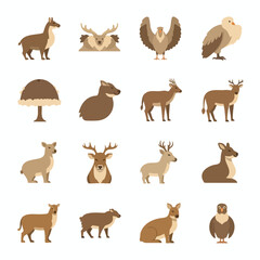 Fototapeta premium Collection of Various Wild Animals in a Forest Setting for Nature and Wildlife Projects