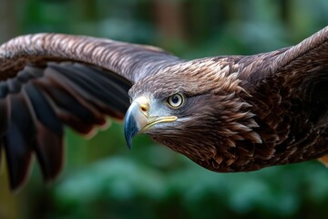 Fototapeta premium Golden Eagle in Flight Close Up Portrait