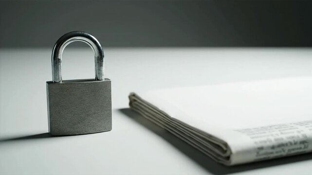 Locked documents and a padlock on a table conveying security