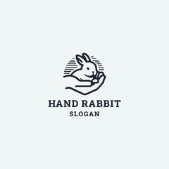 Hand rabbit logo template vector illustration design