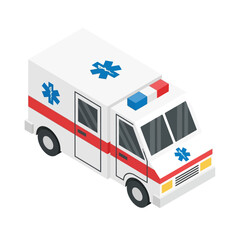 Isometric Ambulance Vehicle Emergency Medical Services.