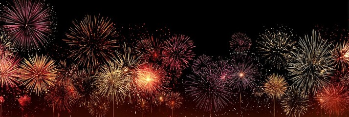 Blue New Year Background with Colorful Fireball Fireworks and Sparkling Stars Celebration