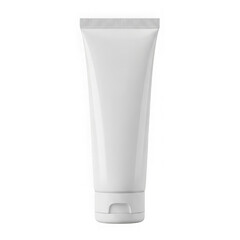 Tube of white personal care cream standing upright against a plain background isolated on transparent background
