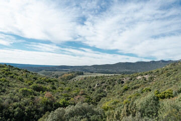 Obraz premium Panoramic view of intact Mediterranean scrubland and natural habitat.