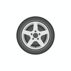 Obraz premium Silver Alloy Car Wheel with Five Spokes