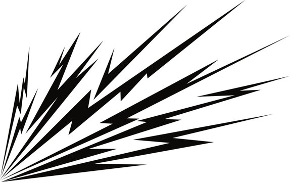 Abstract Black Lightning Burst Vector Illustration, Sharp Jagged Energy Rays, Dynamic Electric Explosion Shape, High Contrast Graphic Design Element