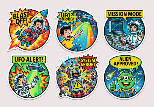 Pop Art Galactic Adventure Sticker Layout Set