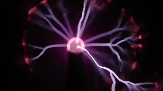 Glowing pink LED light close-up on a dark background, technology, lighting, diode