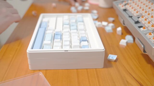 DIY custom keyboard assembly close-up