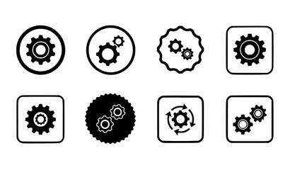 Gear badge icon set vector cogwheel and settings symbols isolated on transparent background