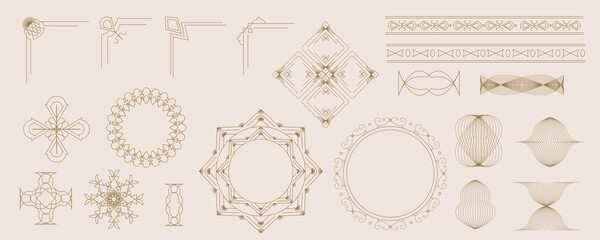 Vintage art deco style divider frame and border. Abstract Decorative Borders Set