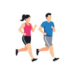 Couple Running Together, Healthy Lifestyle, Fitness and Cardio Exercise