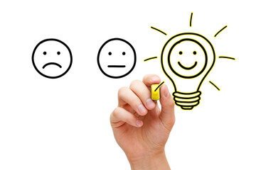 Happy Customer Evaluation Feedback Survey Concept