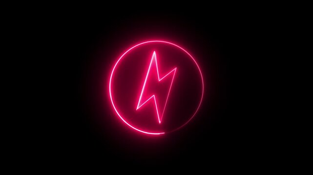 Futuristic glowing charging icon animation in all the video with vibrant neon effects. Black background. 