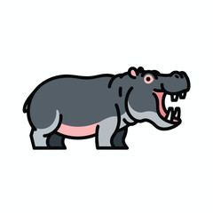 Obraz premium Cartoon Hippo Illustration