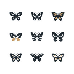 Set of colorful butterfly vector illustrations flying in nature pattern design