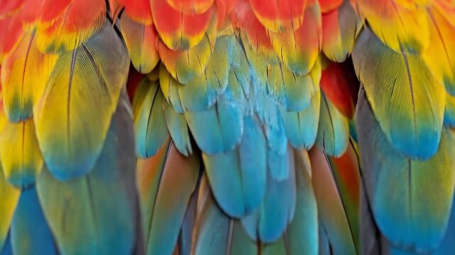 Abstract Close-Up Texture of Macaw Parrot Feathers Gradient