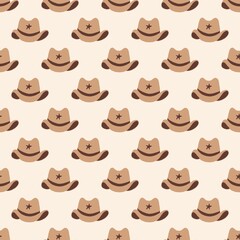 Cute seamless cowboy hat pattern with western ranch style