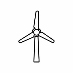 Simple Line Art Icon of a Wind Turbine Against a White Background