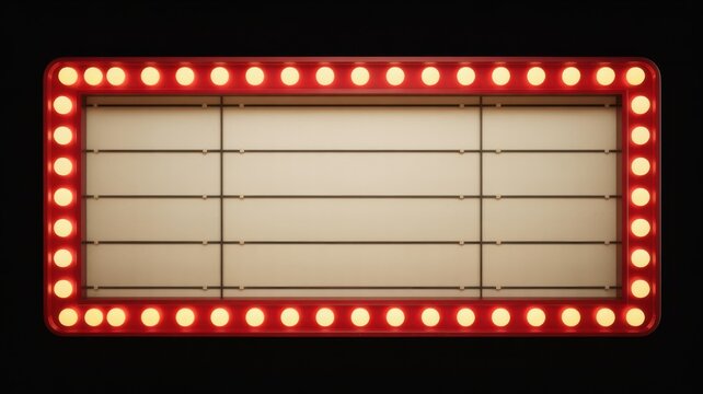 Vintage Marquee Light Box in Retro Style with Warm White Glow and Red Border for Entertainment Venue