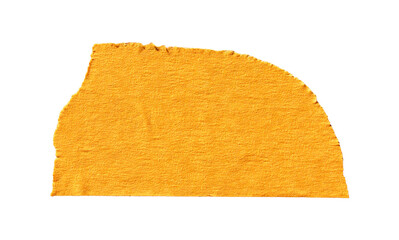 Large curved yellow paper tape isolated on transparent background with rough handmade texture.