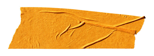 Orange paper masking tape texture isolated on transparent background for design and collage.