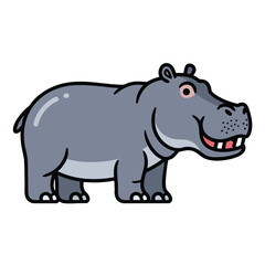 Fototapeta premium Cute Cartoon Hippo Illustration for Kids and Education
