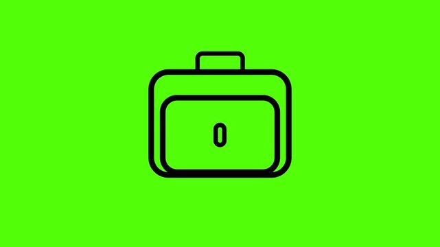 Green Suitcase Symbol: A simple outline of a suitcase with a minimalist design, a vivid green background.