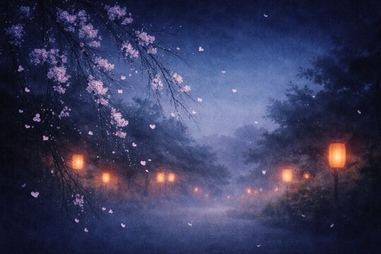 和風背景　桜モチーフ　手描き風