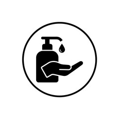 Obraz premium Hand Sanitizer Round Sign Icon, Black and White Minimal Vector Pictogram
