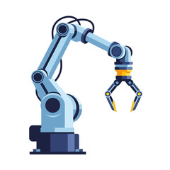 Industrial robotic arm, automated machine, factory automation, technology concept