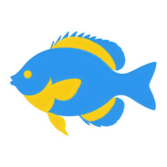 Obraz premium A vibrant blue and yellow tropical fish swimming in a clear ocean environment isolated on transparent background
