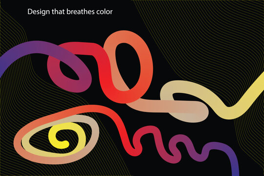 Vibrant squiggles on dark background artwork