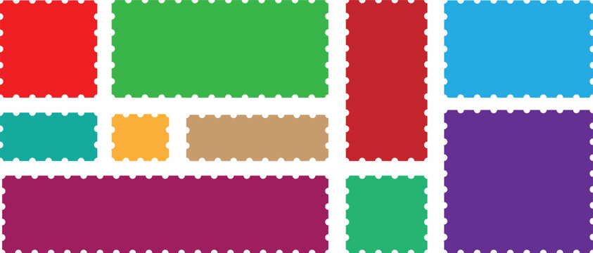 Colorful Postage Stamp Frames Collection &ndash; Modern Rectangle Border Set
