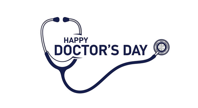 Happy Doctors Day celebration with stethoscope and text on transparent background