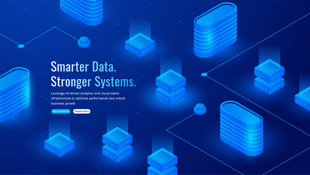 Technology Network Infrastructure Isometric Background