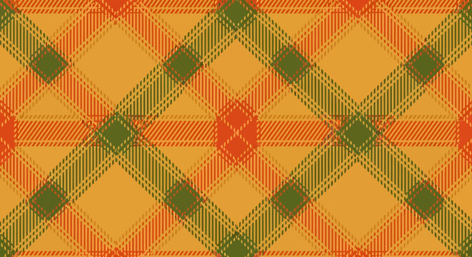 Vibrant orange green and yellow plaid pattern seamless textile design