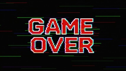 Retro Video Game Over Screen Display.