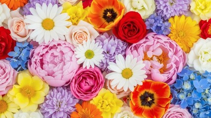 Vibrant Colorful Flowers in Full Bloom.