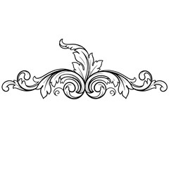Beautiful Ornate Acanthus Scrollwork Flourish as a Vintage Vector Asset for Elegant Decorative Design Projects and Classic Traditional Artwork
