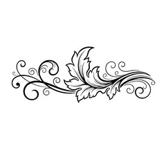 Fototapeta premium Elegant ornamental flourish with leaves and swirls, a decorative element for design