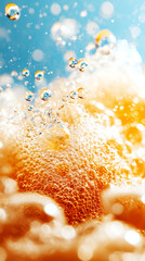 Celebrating the Refreshing Experience of Pilsner Beer Bubbles Outdoor Brewery Close-Up Photography Bright Environment Upward View Craft Beer Culture